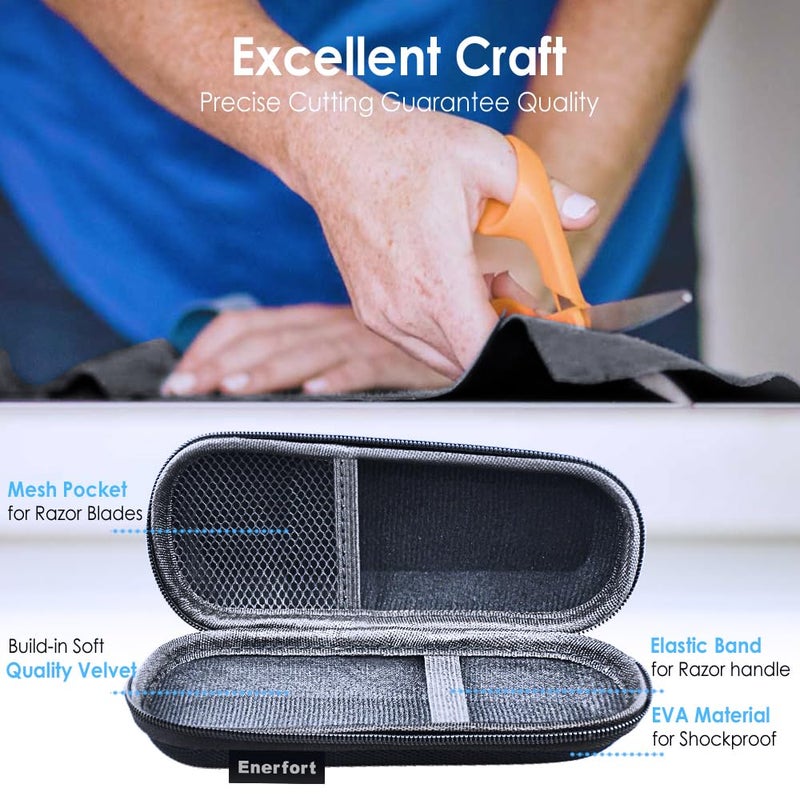 Enerfort Hard EVA Razor Travel Case Compatible with Gillette Men's Razor - Mesh Pocket for 2 Razor Blades + Lightweight Carrying Handle + Durable Zipper (Only Case) (Black) - Image 3